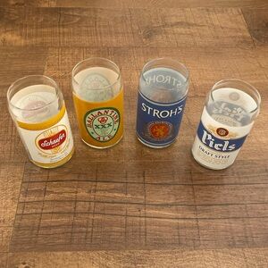 Beer Can Glass Drinkware Set of 4 with Assorted Labels